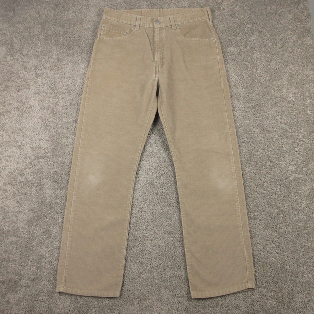 Vintage Levis Pants Mens 33x30 Beige 505 Regular Straight Corduroy 5 Pocket Jean